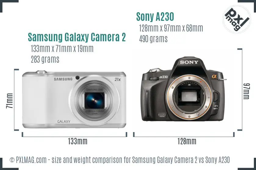 Samsung Galaxy Camera 2 vs Sony A230 size comparison