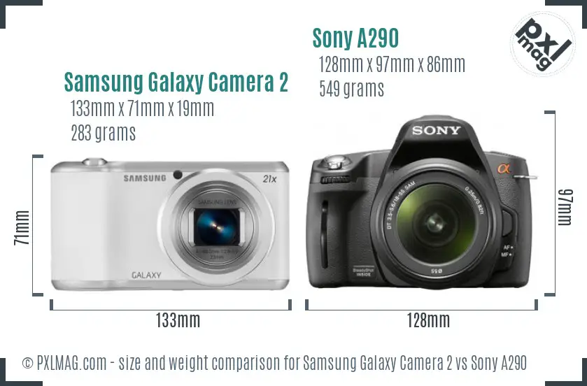 Samsung Galaxy Camera 2 vs Sony A290 size comparison