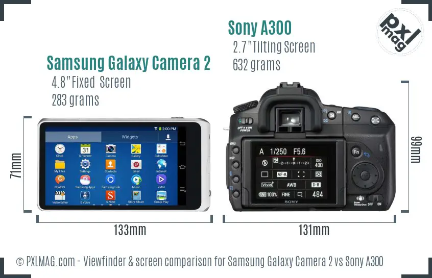 Samsung Galaxy Camera 2 vs Sony A300 Screen and Viewfinder comparison