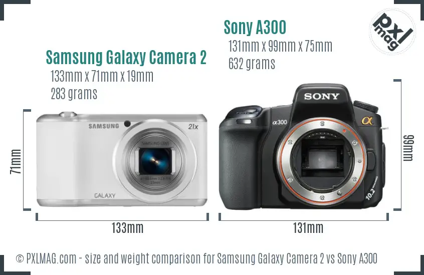 Samsung Galaxy Camera 2 vs Sony A300 size comparison