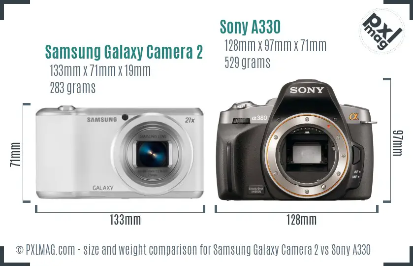 Samsung Galaxy Camera 2 vs Sony A330 size comparison