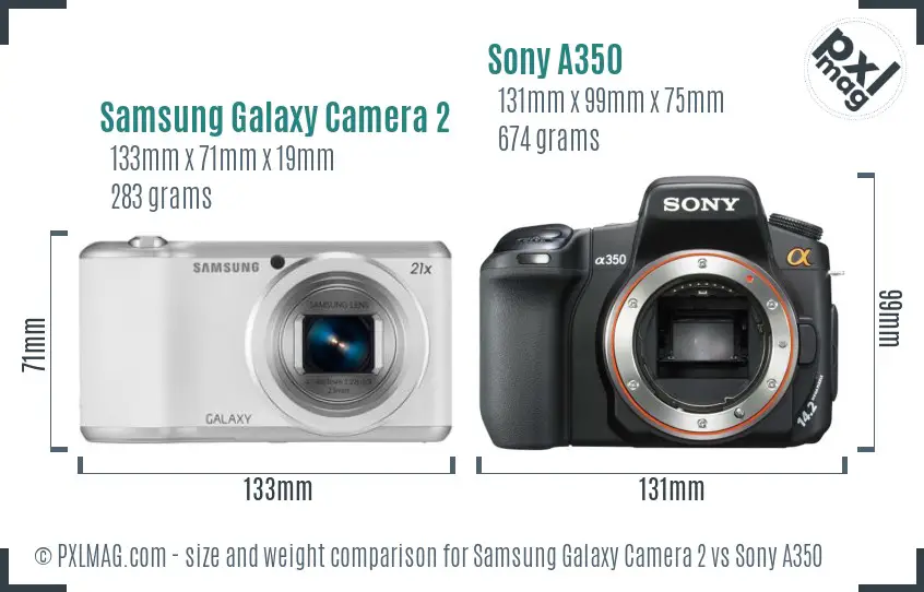 Samsung Galaxy Camera 2 vs Sony A350 size comparison