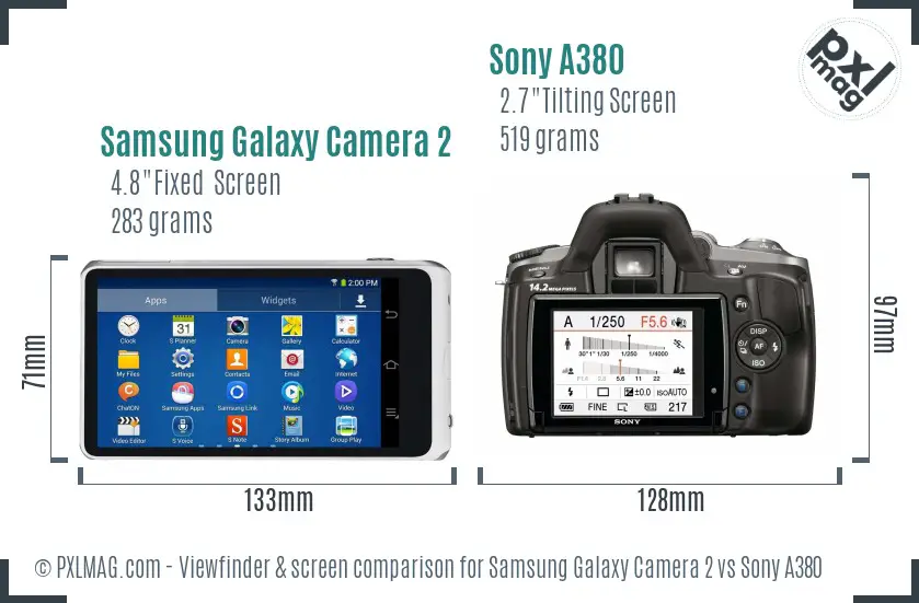 Samsung Galaxy Camera 2 vs Sony A380 Screen and Viewfinder comparison