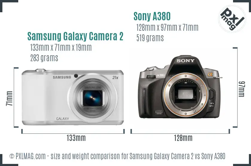 Samsung Galaxy Camera 2 vs Sony A380 size comparison
