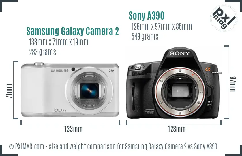 Samsung Galaxy Camera 2 vs Sony A390 size comparison