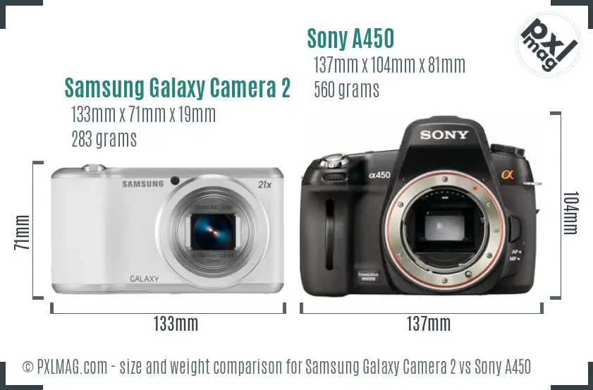 Samsung Galaxy Camera 2 vs Sony A450 size comparison