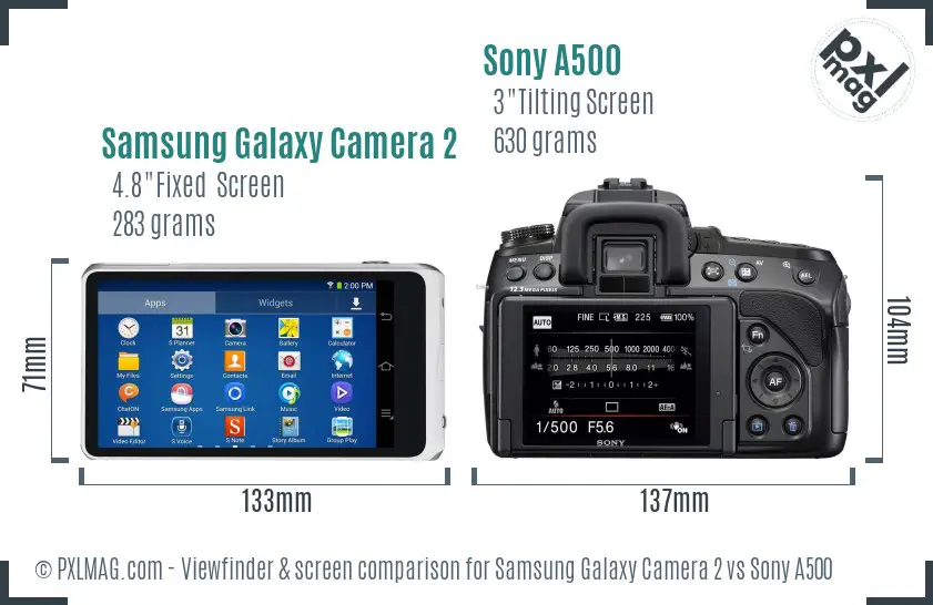 Samsung Galaxy Camera 2 vs Sony A500 Screen and Viewfinder comparison