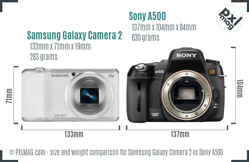 Samsung Galaxy Camera 2 vs Sony A500 size comparison