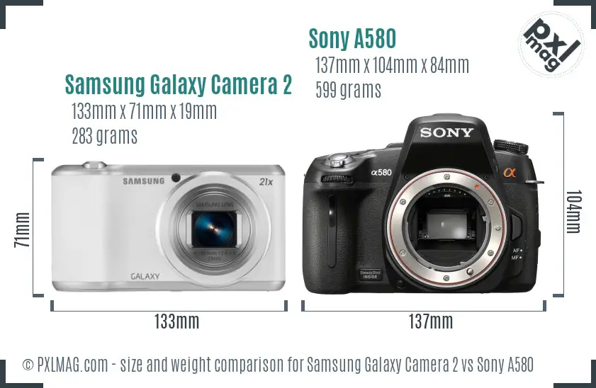 Samsung Galaxy Camera 2 vs Sony A580 size comparison