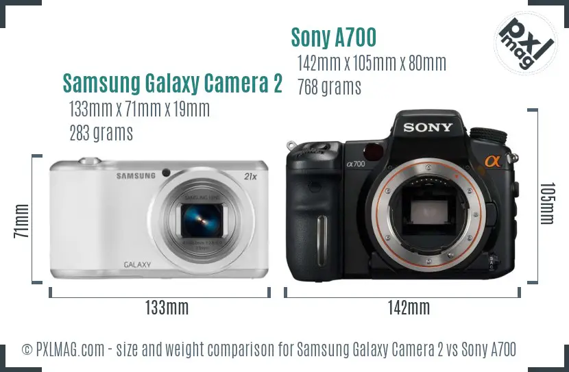 Samsung Galaxy Camera 2 vs Sony A700 size comparison
