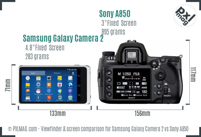 Samsung Galaxy Camera 2 vs Sony A850 Screen and Viewfinder comparison