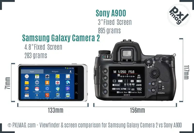 Samsung Galaxy Camera 2 vs Sony A900 Screen and Viewfinder comparison