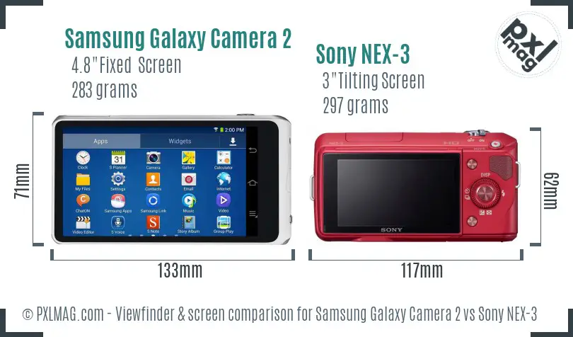 Samsung Galaxy Camera 2 vs Sony NEX-3 Screen and Viewfinder comparison