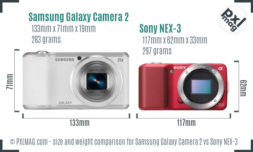 Samsung Galaxy Camera 2 vs Sony NEX-3 size comparison