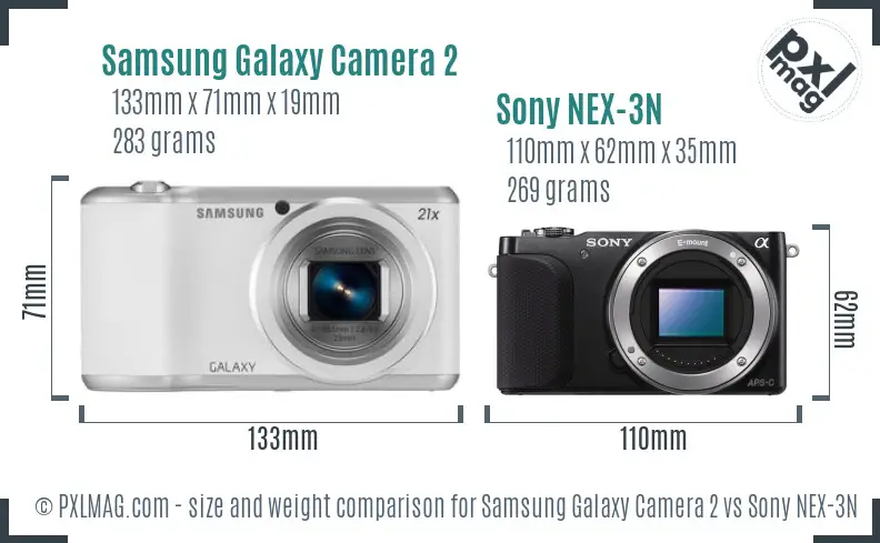 Samsung Galaxy Camera 2 vs Sony NEX-3N size comparison