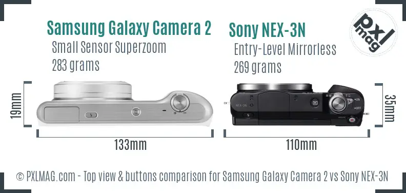 Samsung Galaxy Camera 2 vs Sony NEX-3N top view buttons comparison