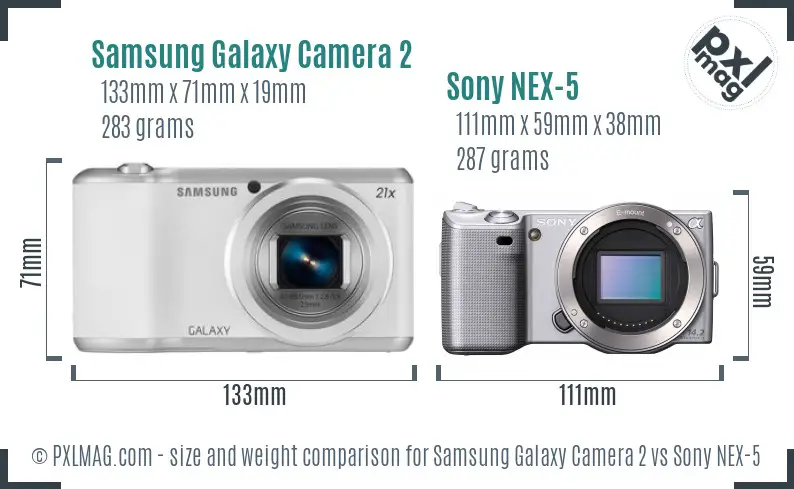 Samsung Galaxy Camera 2 vs Sony NEX-5 size comparison