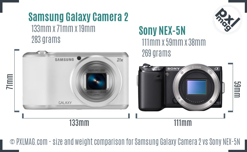 Samsung Galaxy Camera 2 vs Sony NEX-5N size comparison