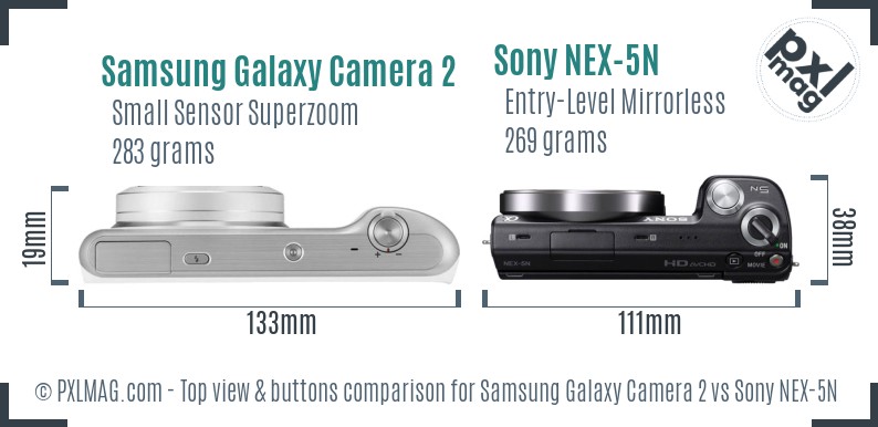 Samsung Galaxy Camera 2 vs Sony NEX-5N top view buttons comparison