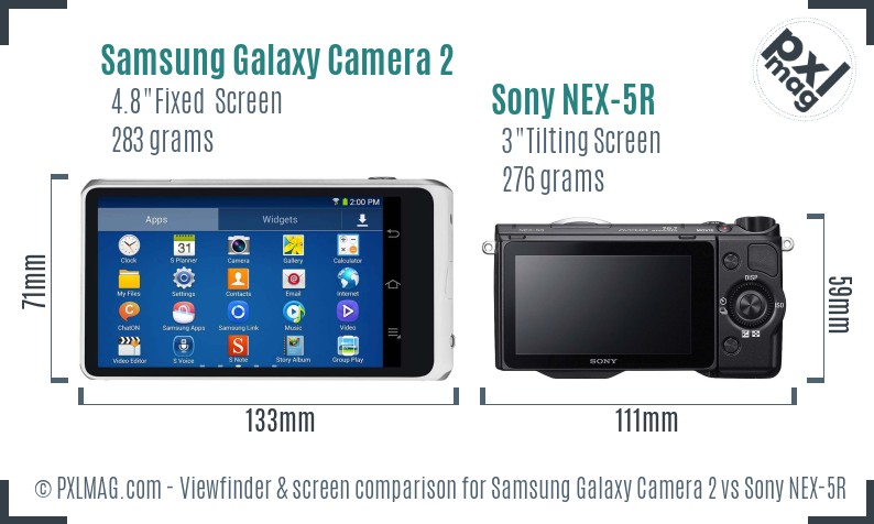 Samsung Galaxy Camera 2 vs Sony NEX-5R Screen and Viewfinder comparison