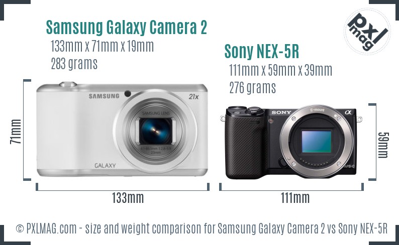 Samsung Galaxy Camera 2 vs Sony NEX-5R size comparison