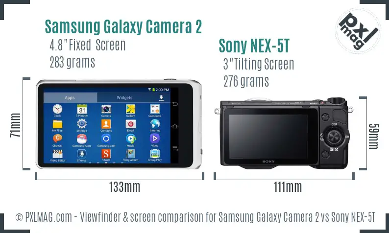 Samsung Galaxy Camera 2 vs Sony NEX-5T Screen and Viewfinder comparison