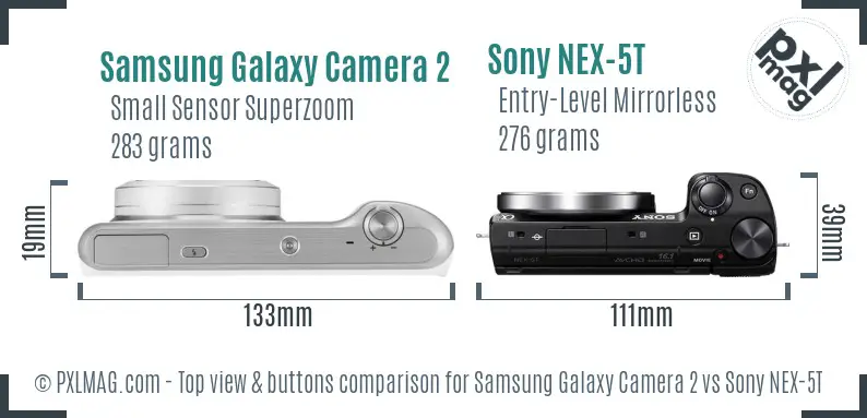 Samsung Galaxy Camera 2 vs Sony NEX-5T top view buttons comparison