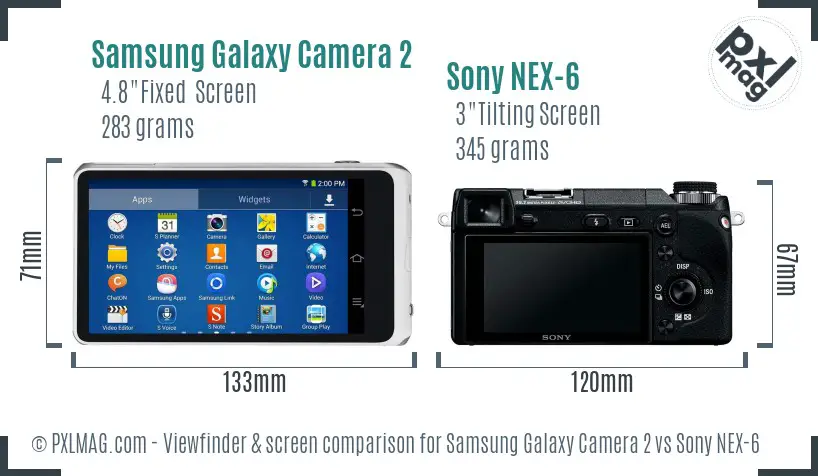 Samsung Galaxy Camera 2 vs Sony NEX-6 Screen and Viewfinder comparison