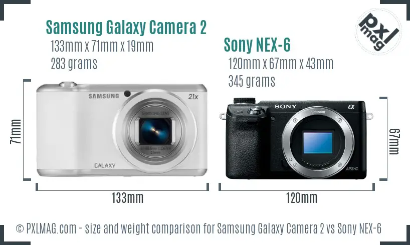 Samsung Galaxy Camera 2 vs Sony NEX-6 size comparison