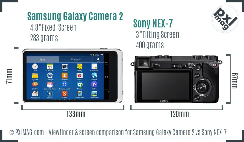 Samsung Galaxy Camera 2 vs Sony NEX-7 Screen and Viewfinder comparison