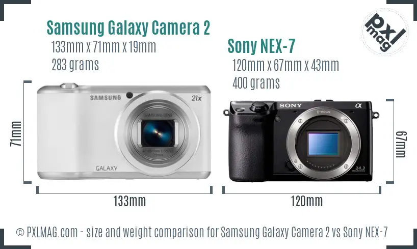 Samsung Galaxy Camera 2 vs Sony NEX-7 size comparison