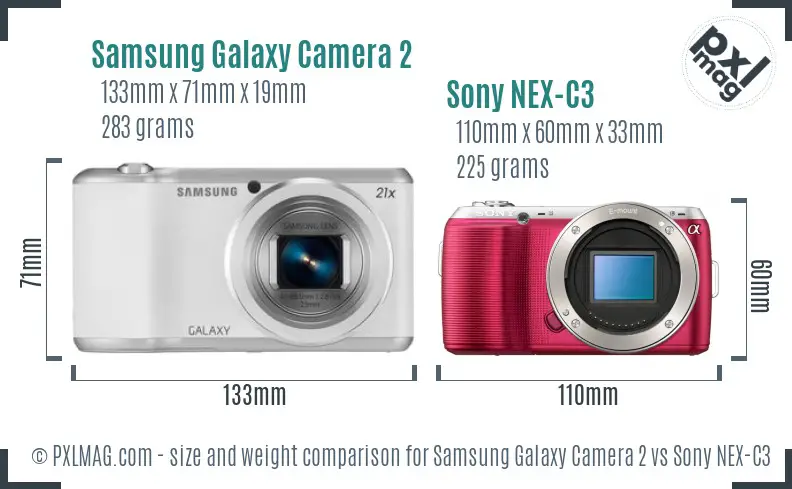 Samsung Galaxy Camera 2 vs Sony NEX-C3 size comparison