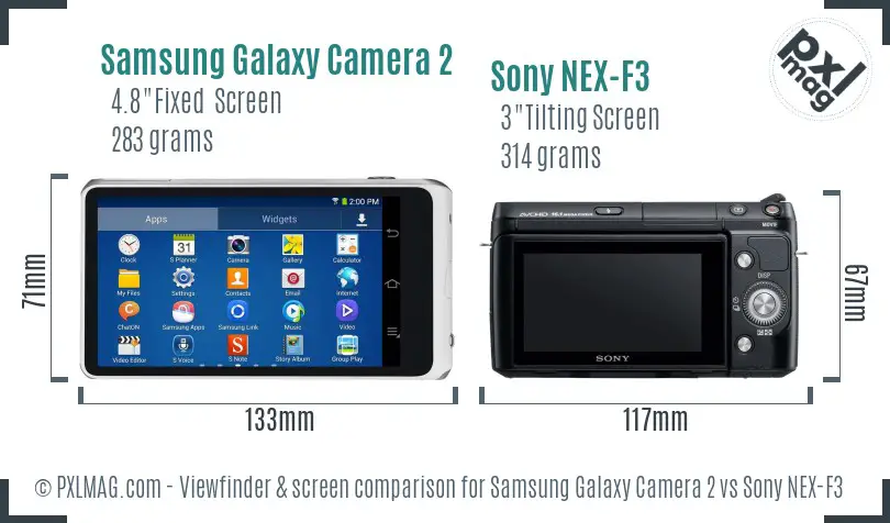 Samsung Galaxy Camera 2 vs Sony NEX-F3 Screen and Viewfinder comparison