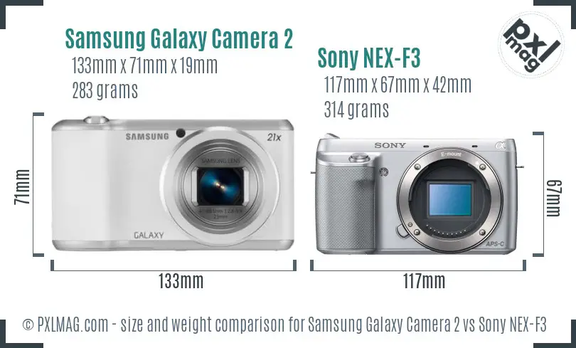Samsung Galaxy Camera 2 vs Sony NEX-F3 size comparison