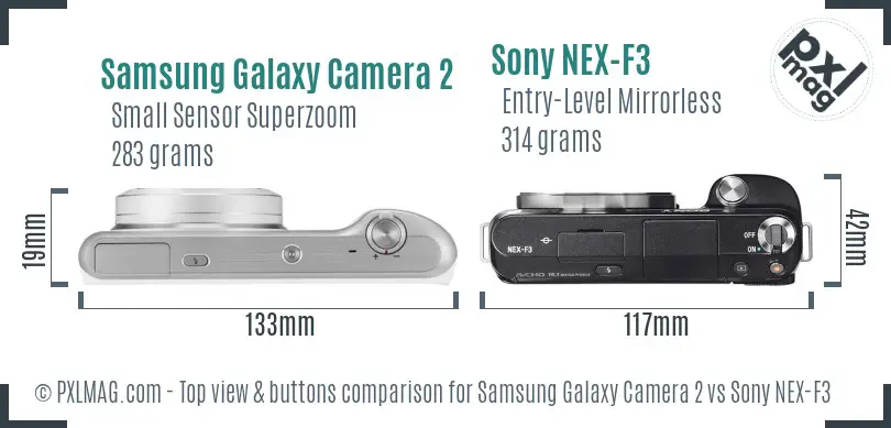 Samsung Galaxy Camera 2 vs Sony NEX-F3 top view buttons comparison