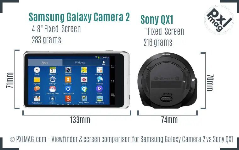 Samsung Galaxy Camera 2 vs Sony QX1 Screen and Viewfinder comparison