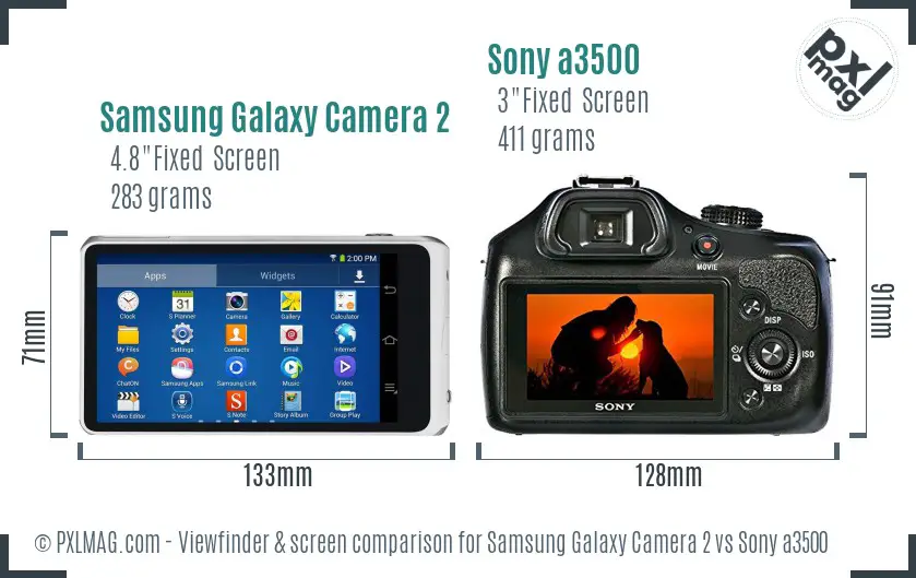 Samsung Galaxy Camera 2 vs Sony a3500 Screen and Viewfinder comparison