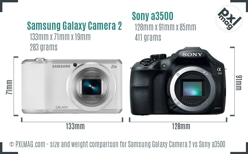 Samsung Galaxy Camera 2 vs Sony a3500 size comparison