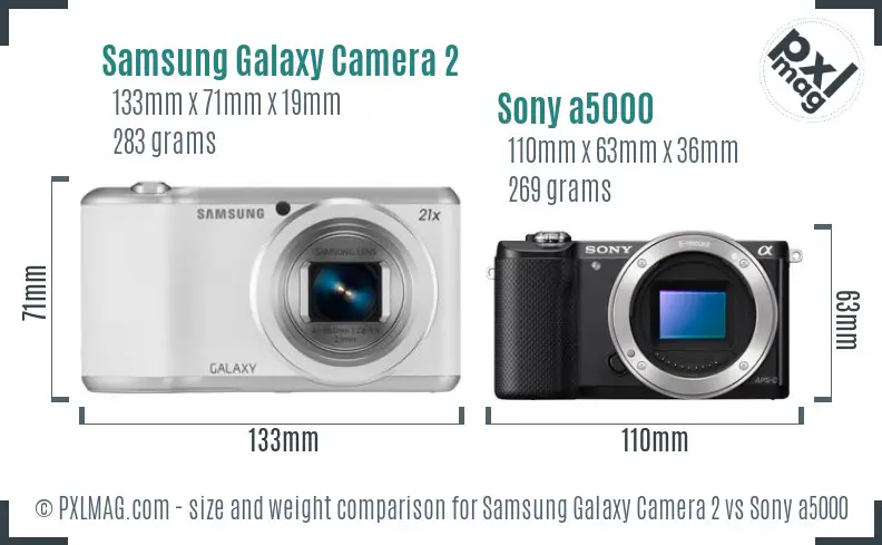 Samsung Galaxy Camera 2 vs Sony a5000 size comparison