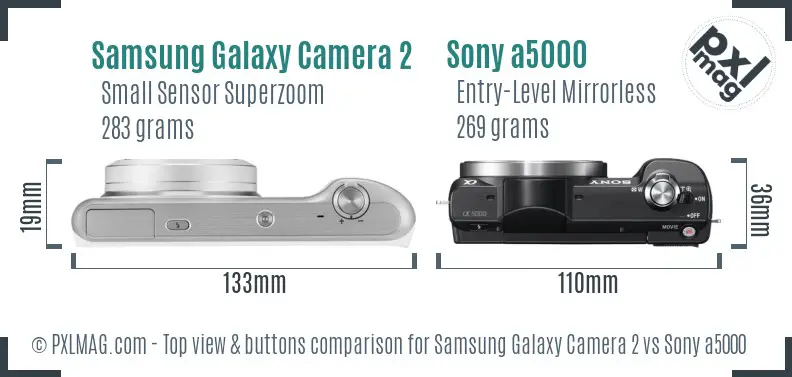 Samsung Galaxy Camera 2 vs Sony a5000 top view buttons comparison