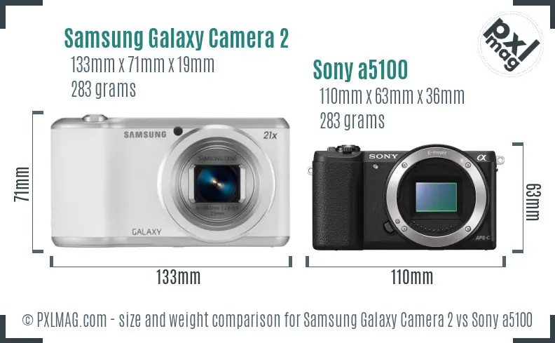 Samsung Galaxy Camera 2 vs Sony a5100 size comparison