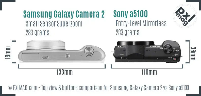 Samsung Galaxy Camera 2 vs Sony a5100 top view buttons comparison