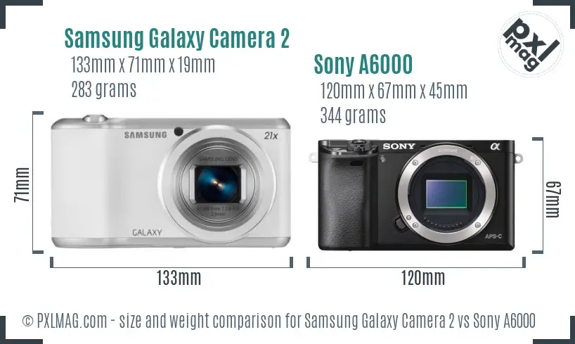 Samsung Galaxy Camera 2 vs Sony A6000 size comparison