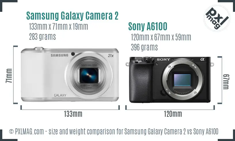 Samsung Galaxy Camera 2 vs Sony A6100 size comparison