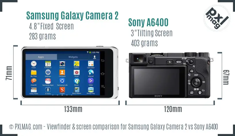 Samsung Galaxy Camera 2 vs Sony A6400 Screen and Viewfinder comparison