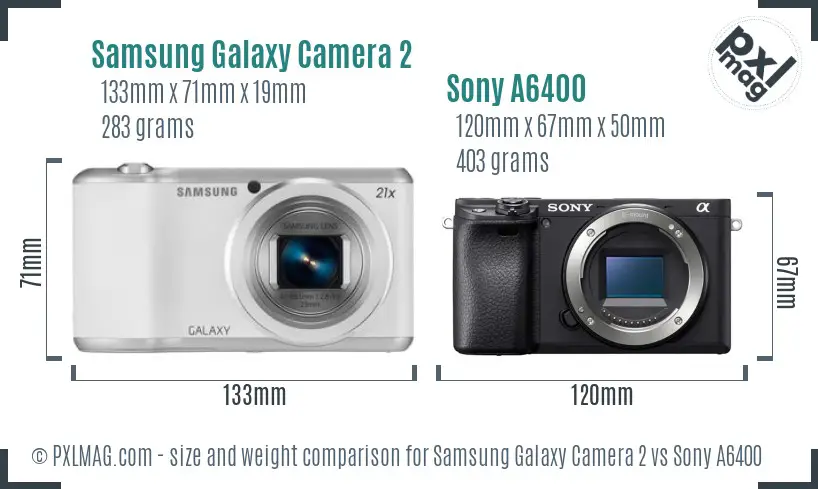 Samsung Galaxy Camera 2 vs Sony A6400 size comparison