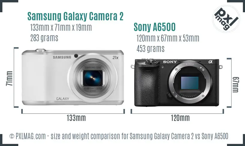 Samsung Galaxy Camera 2 vs Sony A6500 size comparison