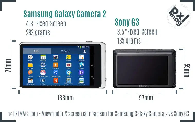 Samsung Galaxy Camera 2 vs Sony G3 Screen and Viewfinder comparison
