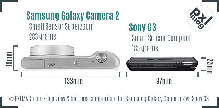 Samsung Galaxy Camera 2 vs Sony G3 top view buttons comparison