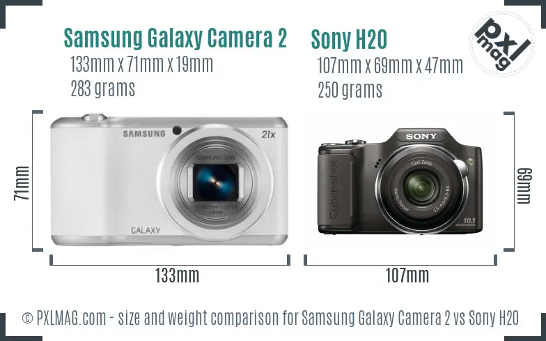 Samsung Galaxy Camera 2 vs Sony H20 size comparison